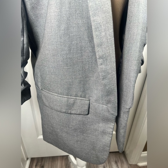 Mare Mare x Anthropologie Gray Cinch-Sleeve Open Front Boyfriend Blazer Size XS - Picture 10 of 14